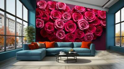 Full background of roses Valentines day festive red and pink rose background Wall mural